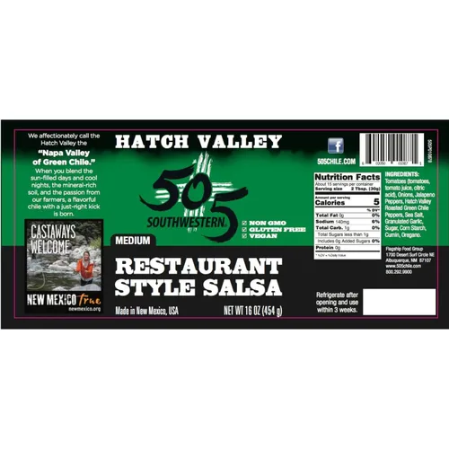 Vista 2 de 505 Southwestern Salsa estilo restaurante, 16 oz — Salsa suave y vertible de Nuevo México con escotilla asada a la llama Green Chile