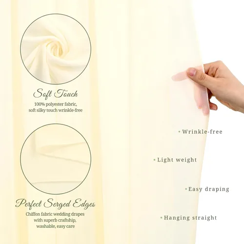Vista 4 de Tela para Cortinas de Arco de Boda, 8 Paneles de 28" x 20 pies Beige, Cortinas de Arco de Boda para Ceremonia, Cortinas de Tela de Gasa, Cortinaje