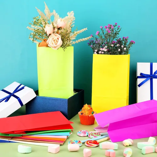 Vista 3 de Zhehao 120 bolsas envueltas de color sólido para fiestas, 12 colores, pequeñas bolsas de papel de regalo para cumpleaños, baby shower, boda