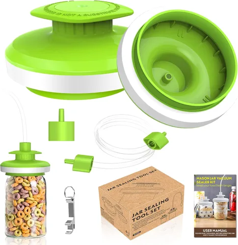 Vista 9 de Kit de sellador al vacío para frascos, sellador al vacío para frascos, sellador de enlatado y accesorio de manguera de tarro Mason con bomba