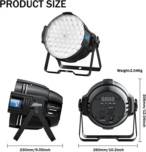 Vista 6 de Big Dipper Luces LED de escenario Par de luces 54X3W RGB multicolor brillante iluminación con sonido DMX activado maestro-esclavo luces elevadas