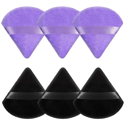 Vista 12 de 6 Piezas Borla de Polvo Triangular Esponja de Maquillaje Suave Borla de Maquillaje para Polvo Facial Base Cosmética Esponja Herramienta