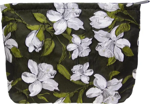Vista 8 de Pazimiik Bolsa de maquillaje floral, grande, de algodón, con cremallera para bolsa de viaje, organizador de maquillaje de lona para mujeres