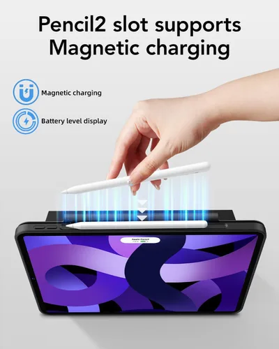 Vista 4 de Funda Magnética para iPad Air de 5ª Generación 2022 / Funda para iPad Air 4ª 2020 de Doble Capa con Folio Magnético, Ángulos Múltiples y Soporte
