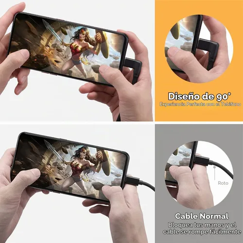 Vista 2 de UseBean Cable de extensión USB C en ángulo recto de 0.6 pies, 90 grados USB-C 3.2 Gen 2 20Gbps macho a hembra tipo C 4K cable extensor de video