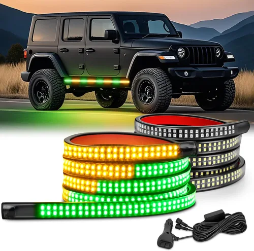 Vista 13 de Nilight 2 tiras de luces estroboscópicas de emergencia de 70 pulgadas, 1125 LED, luz ámbar flexible, intermitente, advertencia, precaución