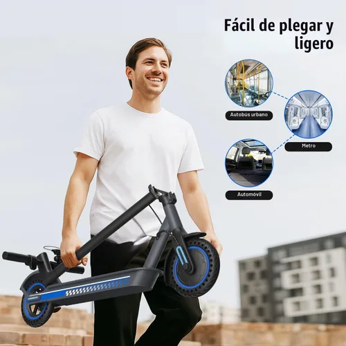 Vista 7 de Electric Scooter Adult 350W/500W Motor, Top 19/22 mph, 8.5'' Solid Tire Azul