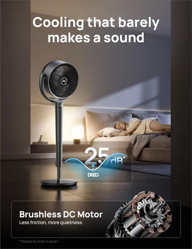 Vista 4 de Dreo Paquete de ventilador de pedestal inteligente de 43 pulgadas con ventilador de torre para dormitorio con velocidad de 26 pies/s y temporizador