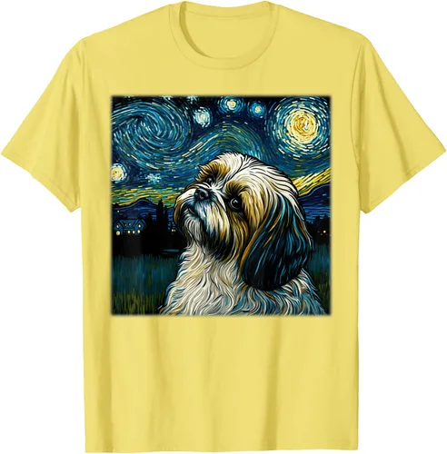 Vista 68 de Camiseta Surrealism Starry Night Shih Tzu Dog