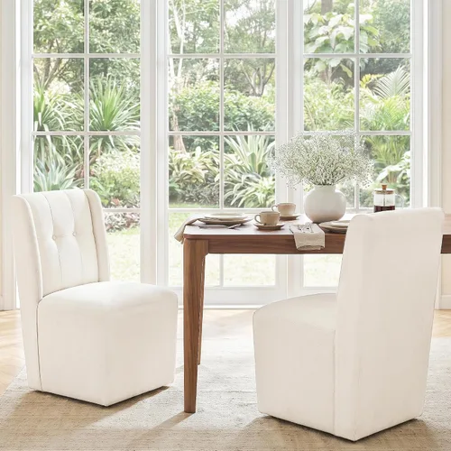 Vista 21 de Silla de comedor giratoria con ruedas, silla de comedor