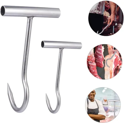 Vista 9 de 2 ganchos de carne en forma de t ganchos de acero inoxidable para mataderos carnicerías