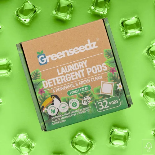 Vista 5 de Greenseedz - Cápsulas de detergente para ropa, 32 unidades, aroma fresco, ecológico, biodegradable, compatible con él, potente eliminación