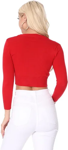 Vista 6 de YEMAK - Chaqueta de punto para mujer, manga 34, con botones, (S-4X)