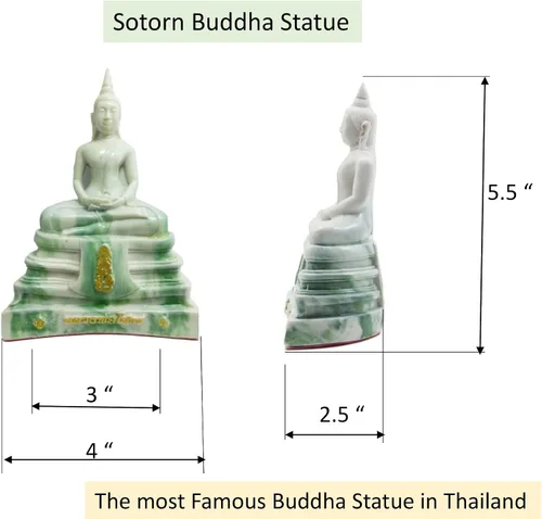 Vista 8 de BUDDHO Estatua de Buda Sothorn de mármol blanco de 6 pulgadas de alto. Estatua de Buda tailandés sentada para decoración del hogar, decoración