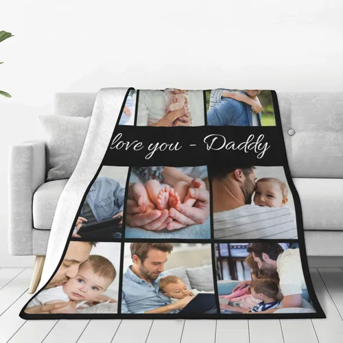 Vista 8 de Manta personalizada con fotos, texto, manta personalizada de franela para regalos de cumpleaños de adultos y niños, bodas, Navidad, Halloween, Día