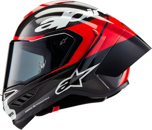 Vista 4 de Alpinestars Casco Supertech R10 Element, de fibra de carbono, diseño aerodinámico de cara completa, ventilación y seguridad, certificado DOT y ECE