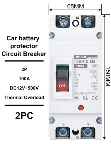 Vista 4 de DIHOOL Interruptor Principal de 100 Amperios CC, Interruptor de Desconexión de Batería de 500V, Interruptor Maestro para Motor de Arrastre de Barco