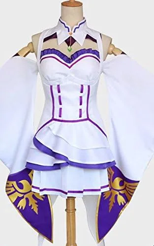 Vista 3 de TOKYO-T Re Zero Emilia - Disfraz de anime japonés con medias (US6-8)
