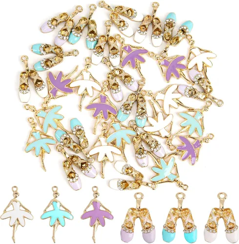 Vista 10 de Framendino, Esmalte Ballet Girl Charm Ballet Shoes Colgante Ballet Girl Colgante Ballet Girl Colgante para collar, aretes, pulsera, joyería artesanal