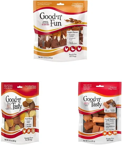 Vista 8 de Good'N'Fun - Brochetas de cuero crudo de triple sabor para perros