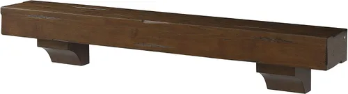 Vista 14 de Pearl Mantels ARYB6041220 Estante de madera de pino envejecido y acabado a mano con ménsulas opcionales incluidas, tostado oscuro envejecido, 60
