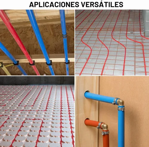 Vista 8 de Tubería PEX de 1/2 pulgada, 100 pies, 2 rollos, tubería PEX EVOH Pex-B, sin barrera de oxígeno, duradero, a prueba de fugas, flexible para líneas