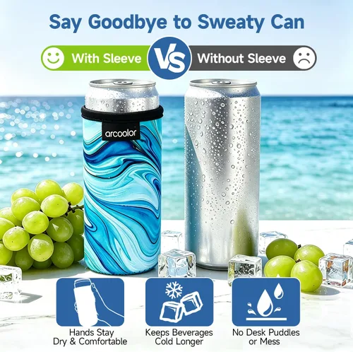 Vista 4 de Enfriador de latas de cerveza delgado de neopreno para garra blanca Turly mangas enfriadoras de cerveza bolsas para bebidas energéticas delgadas