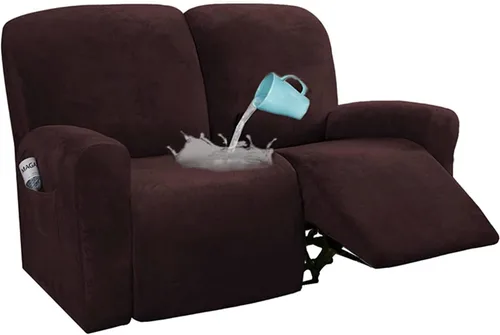Vista 24 de Fundas impermeables de terciopelo para sofá reclinable, 8 fundas elásticas para sofá reclinable de 1, 2 y 3 plazas, funda suave antideslizante