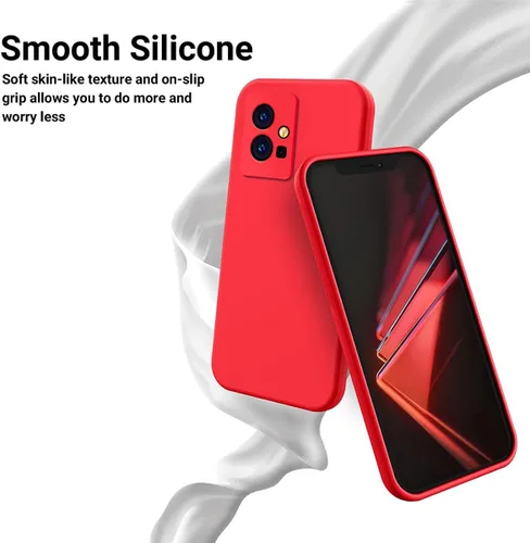 Vista 6 de Funda para Vivo Y55s (2023)/Vivo Y33S 5G, funda protectora de silicona líquida para Vivo Y55s (2023)/Vivo Y33S 5G con cordón de silicona, delgada
