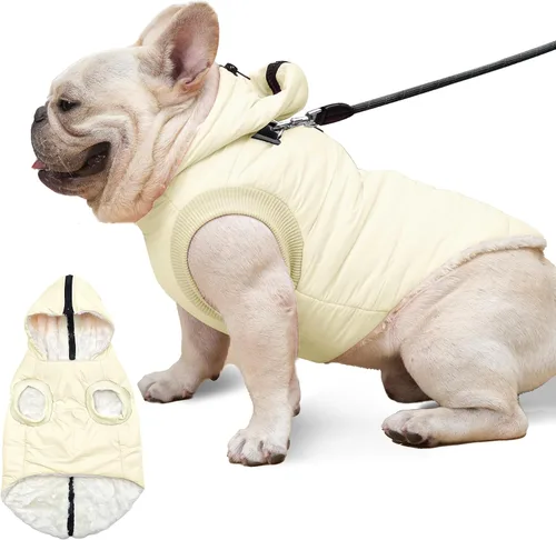 Vista 19 de vecomfy - Sudadera con capucha para perro, forro polar y algodón, extra cálida, para invierno, chaqueta para perro pequeño, abrigos con capucha