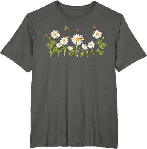 Vista 5 de Marguerites Daisy - Camiseta de verano con margaritas de jardín de flores, Negro, S