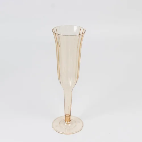 Vista 5 de Efavormart - Juego de 24 copas de champán de plástico de 6 onzas, diseño acampanado ámbar dorado transparente, vasos desechables con base desmontable
