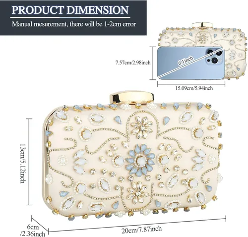 Vista 3 de Tanpell Bolso de noche con cuentas de cristal para mujer