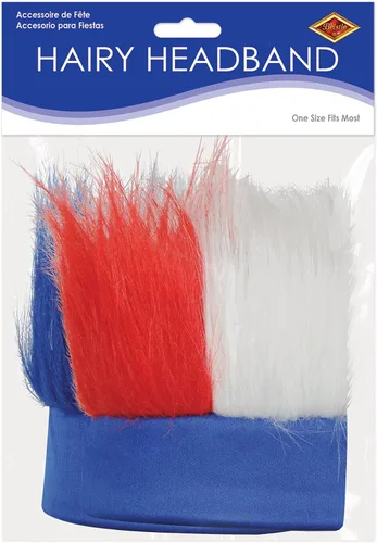 Vista 5 de Beistle Diadema patriótica peluda, rojo/blanco/azul