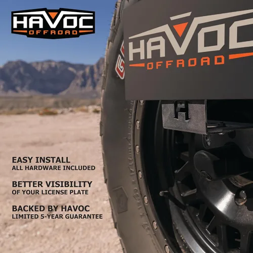 Vista 5 de HAVOC OFFROAD Reubicación de matrícula para Ford Bronco Ajustable, acero, negro HFB-05-001 2021-2025 Ford Bronco