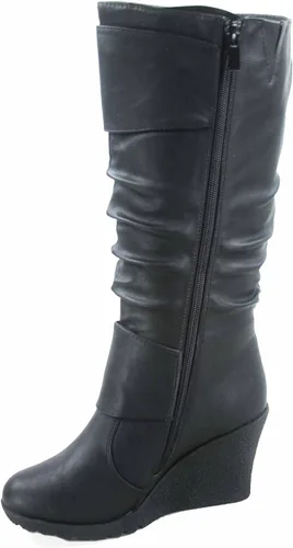 Vista 2 de TOP Moda Pure-65 - Zapatos de bota de media pantorrilla con hebilla y punta redonda para mujer