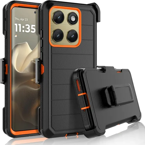 Vista 11 de Njjex - Funda para Moto Edge 2023/Edge 5G UW 2023/Edge 40 Pro con clip para cinturón Naranja