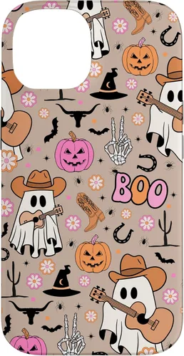 Vista 4 de Funda retro occidental para iPhone 11 Pro Max Fantasma Fantasma Vaquero de Halloween