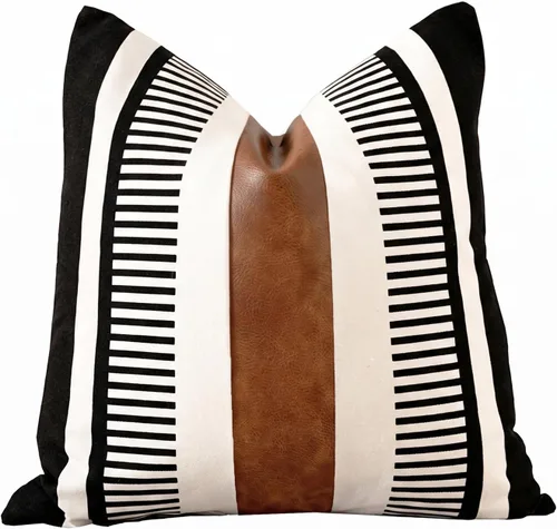 Vista 15 de Juego de 2 fundas de almohada decorativas de 20 x 20 pulgadas, estilo bohemio, a rayas, para sofá, cama, sala de estar, color azul marino
