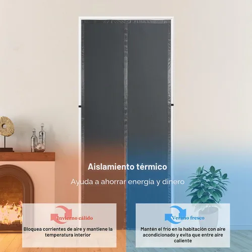 Vista 2 de Cortina de puerta aislada térmica magnética reforzada, tela en capas más gruesa
