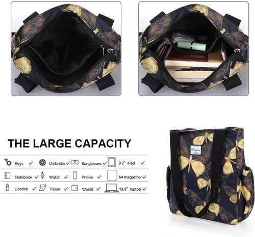 Vista 5 de KAMO - Bolsa de viaje con diseño floral, impermeable, ligera, para senderismo, yoga, gimnasio, natación, viajes, playa