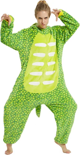 Vista 5 de CASABACO Disfraz de dinosaurio para adultos, pijama de una sola pieza