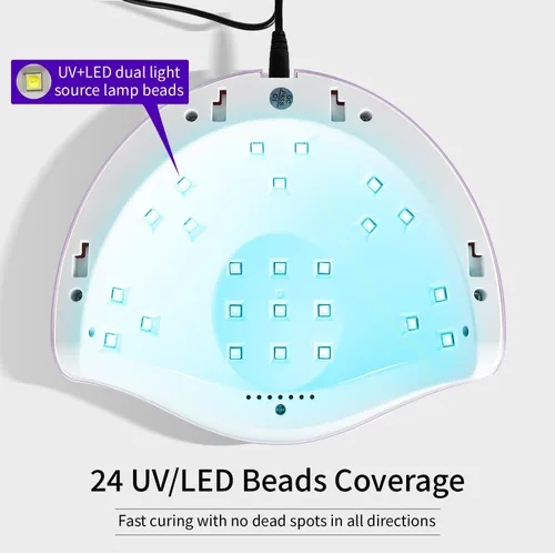 Vista 4 de JODSONE Lámpara de uñas LED U V, secador de uñas para esmalte de gel con luz LED con sensor automático y 4 temporizadores, color morado