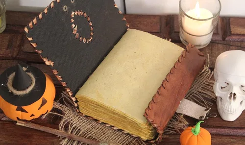 Vista 6 de Hocus Pocus Libro de las Sombras, Libros de Hechizos Grimorio Accesorio Decoraciones de Halloween de Bruja, Libro de las Sombras Libro de Hechizos