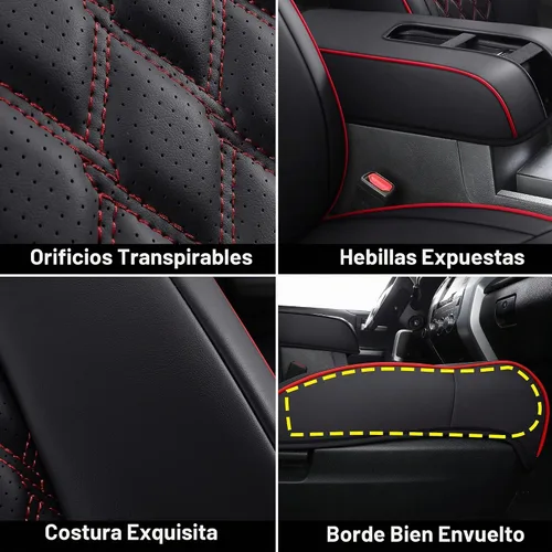 Vista 5 de Huidasource Fundas para Asiento de Tundra, Fundas de Asiento de Cuero Delantero y Trasero, Protector Impermeable para Asiento de Coche Adecuado