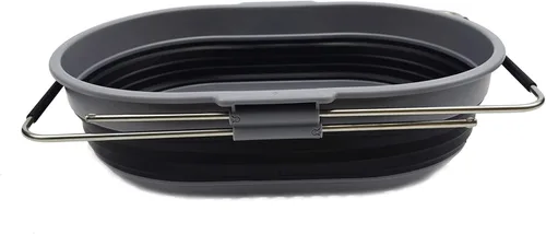 Vista 5 de SAMMART Colador rectangular extensible y plegable sobre el fregadero de 5L (1, gris oscuro/negro)