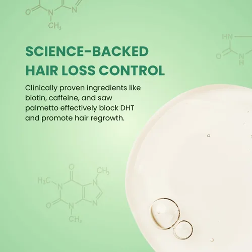 Vista 6 de Champú para control de pérdida de cabello y raíces saludables, fórmula natural con romero, biotina, cafeína, zinc, regeneración, terapia
