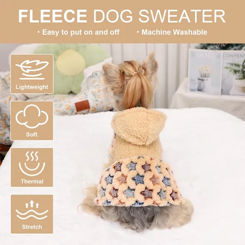 Vista 6 de Sudadera con capucha para perro, ropa de invierno para perros pequeños, niño, niña, ropa para mascotas, vestido para perros, abrigos para clima