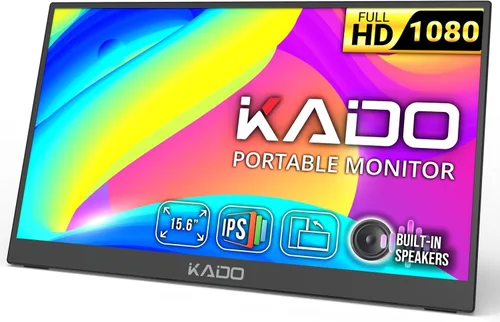 Vista 10 de Kado Paquete de 2 monitores ultrafinos para laptop de 15.6 pulgadas 1080p