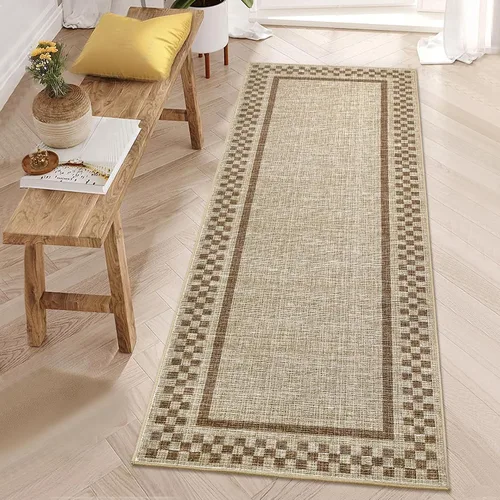 Vista 14 de GarveeHome Alfombra lavable de 5 x 7 pies para sala de estar, alfombra Beige festoneado